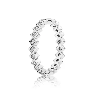 (imagine pentru) Inel cu forme pătrate, din argint 925 şi zirconiu cubic - 190944