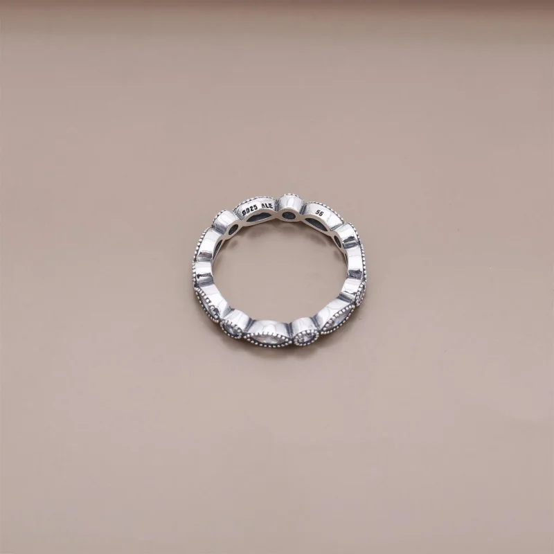 (imagine pentru) Inel cu forme rotunde şi ovale, din argint 925 şi zirconiu cubic - Vizualizare 3