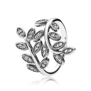 (imagine pentru) Inel cu frunze din argint şi zirconiu cubic - 190921CZ - Inele P
