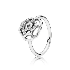 (imagine pentru) Inel cu trandafir, din argint 925 şi zirconiu cubic - 190949CZ -