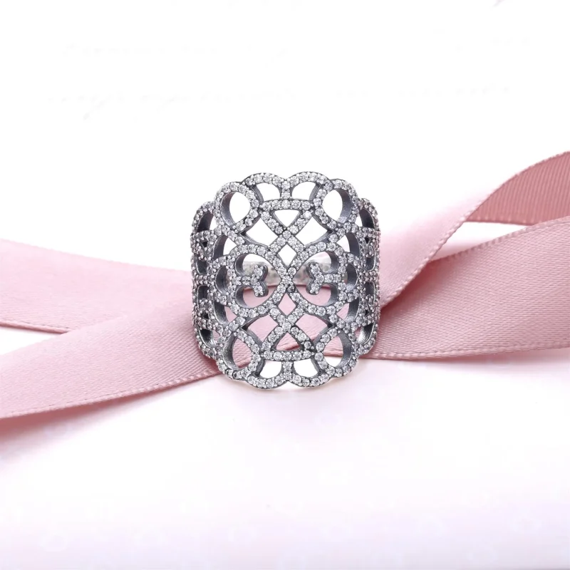 (imagine pentru) Inel dantelat din argint 925, cu zirconiu cubic - 190907CZ - Ine - Vizualizare 2