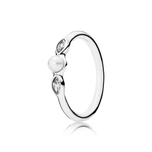 (imagine pentru) Inel din argint 925, cu perlă şi zirconiu cubic transparent - 19