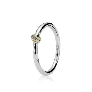 (imagine pentru) Inel din argint cu aur de 14k, diamant 0.03 ct TW h/vs - 190213D