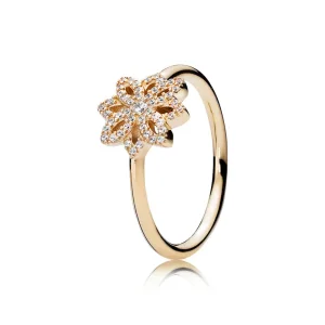 (imagine pentru) Inel floral din aur de 14k, cu zirconiu cubic transparent - 1501