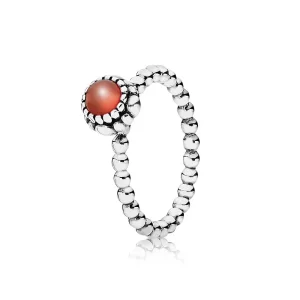 (imagine pentru) Silver ring, birthstone-July, carnelian - 190854CAR - Inele PAND