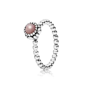 (imagine pentru) Silver ring, birthstone-October, pink opal - 190854POP - Inele P
