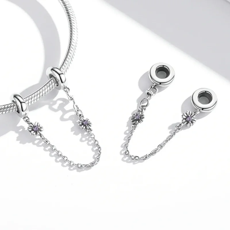 (imagine pentru) Pandora Stil Retro Flowers Lant de Siguranță - SCC2100 - Vizualizare 4