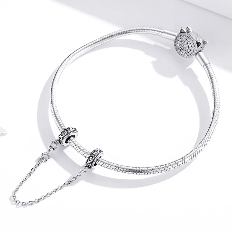 (imagine pentru) Pandora Style Lanț de Siguranță Argintiu cu Model Vite de Vie Clasic - SCC1546 - Vizualizare 2