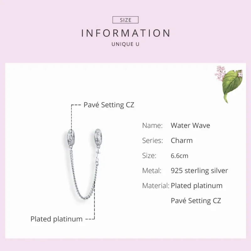 (imagine pentru) Lanț de siguranță Pandora Style Silver Water Wave - SCC1577 - Vizualizare 7
