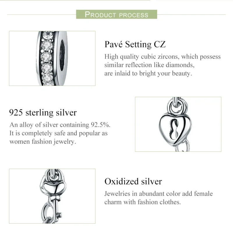 (imagine pentru) Pandora Style Silver Only Love Lanț de Siguranță - SCC606 - Vizualizare 6