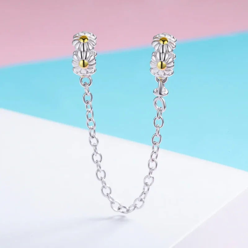 (imagine pentru) Pandora Style Two Tone Daisy Lanț de Siguranță - SCC618 - Vizualizare 3