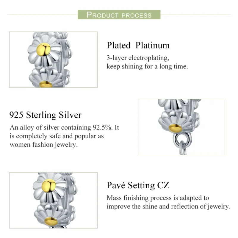 (imagine pentru) Pandora Style Two Tone Daisy Lanț de Siguranță - SCC618 - Vizualizare 6