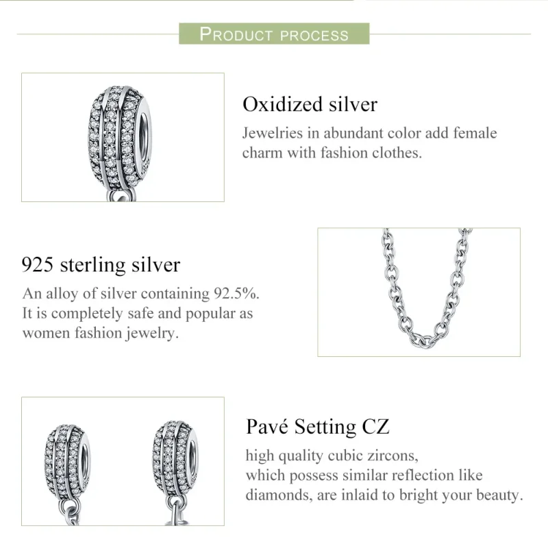 (imagine pentru) Lanț de siguranță Pandora Style Silver Pave - SCC812 - Vizualizare 7