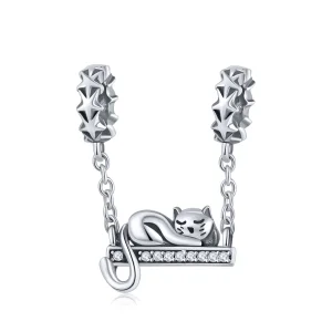 (imagine pentru) Pandora Style Lanț de Siguranță cu Pisică Adormată din Argint - SCC856