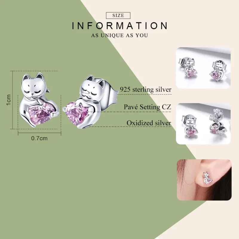 (imagine pentru) Set de bijuterii Adorabil Cat în două tonuri din argint - SET002 - Vizualizare 6