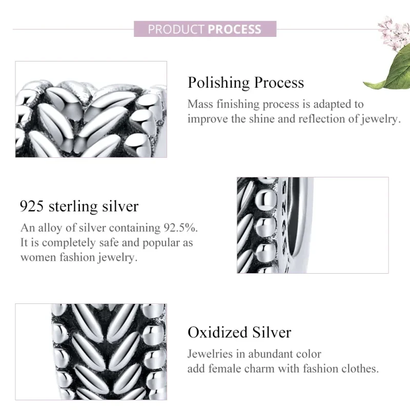 (imagine pentru) Pandora Style Charm Separator cu Spice de Grâu din Argint - SCC1452 - Vizualizare 8