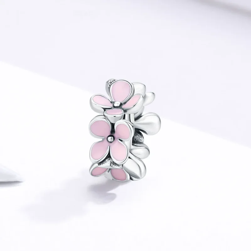 (imagine pentru) Pandora Style Inel de Argint cu Flori Roz Spacer Charm - SCC1484 - Vizualizare 2