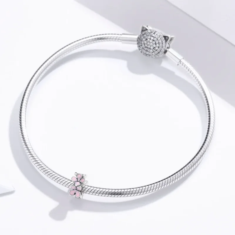 (imagine pentru) Pandora Style Inel de Argint cu Flori Roz Spacer Charm - SCC1484 - Vizualizare 3