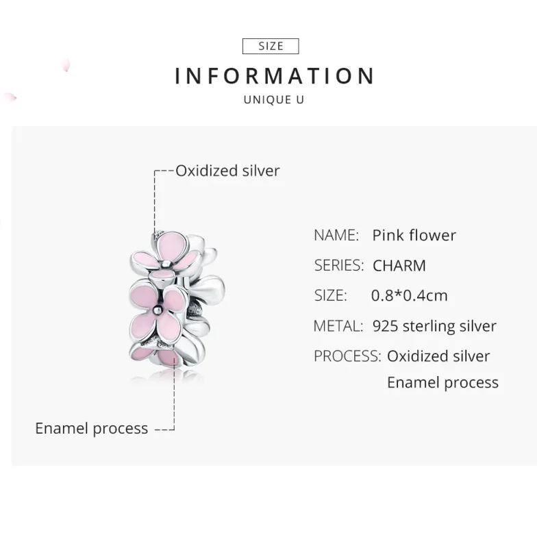 (imagine pentru) Pandora Style Inel de Argint cu Flori Roz Spacer Charm - SCC1484 - Vizualizare 7