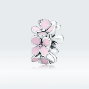(imagine pentru) Pandora Style Inel de Argint cu Flori Roz Spacer Charm - SCC1484