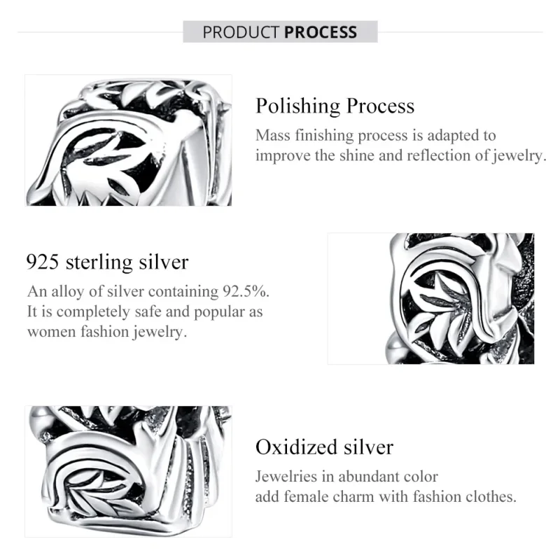 (imagine pentru) Pandora Style Charm Spacer Vii de Argint Vechi - SCC1601 - Vizualizare 7