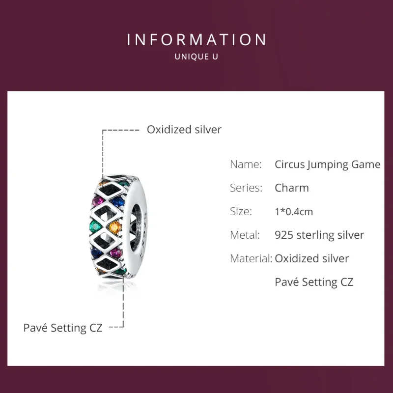 (imagine pentru) Pandora Style Charm Spacer Circul de Argint cu Joc de Sărituri - SCC1659 - Vizualizare 5