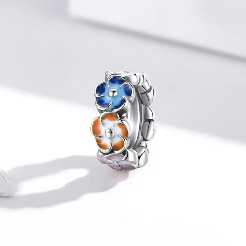 (imagine pentru) Pandora Style Spacer Charm din Argint cu Hortensii Colorate - SCC1703 - Vizualizare 2