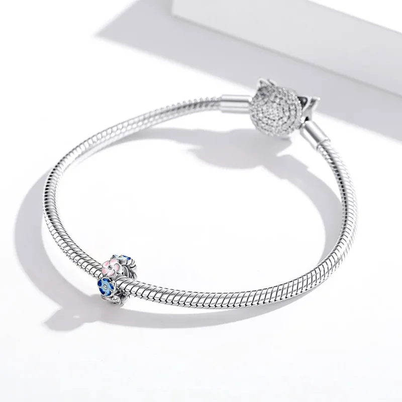 (imagine pentru) Pandora Style Spacer Charm din Argint cu Hortensii Colorate - SCC1703 - Vizualizare 3