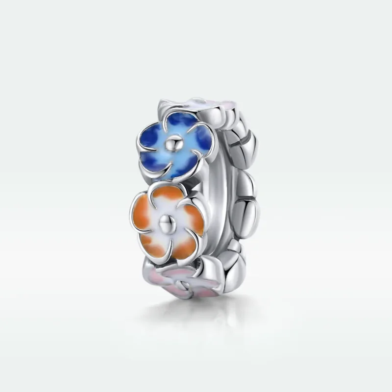 (imagine pentru) Pandora Style Spacer Charm din Argint cu Hortensii Colorate - SCC1703 - Vizualizare 5