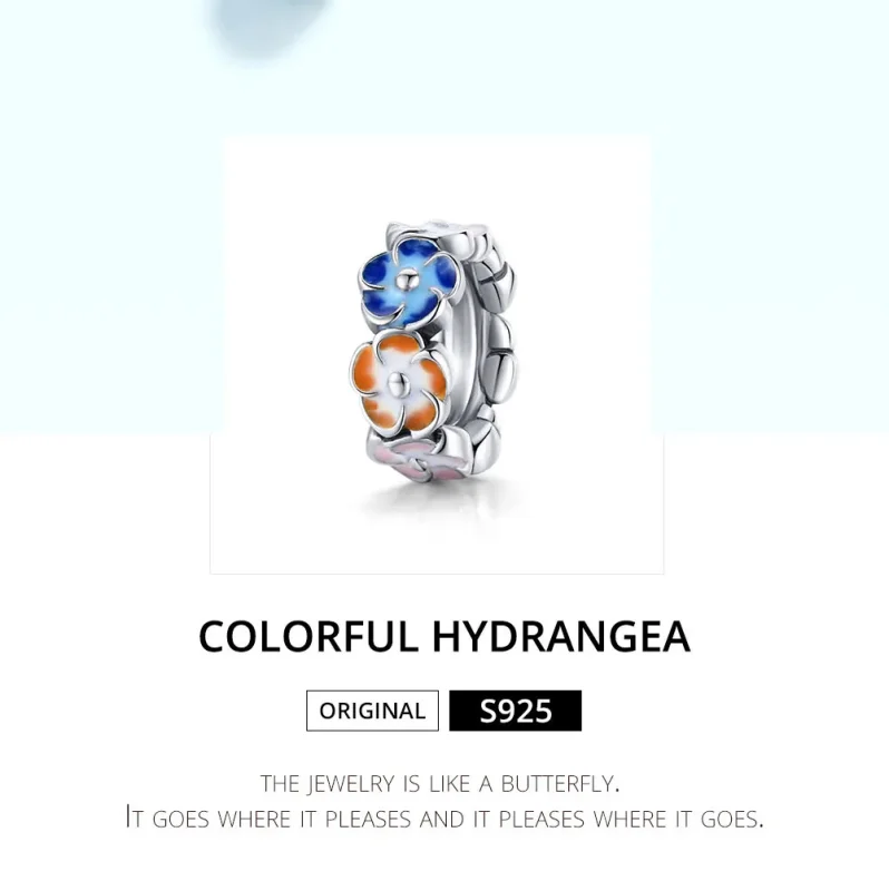 (imagine pentru) Pandora Style Spacer Charm din Argint cu Hortensii Colorate - SCC1703 - Vizualizare 6