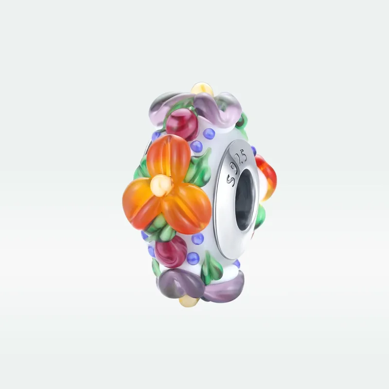 (imagine pentru) Pandora Style Inimă Separatoare Argintie cu Flori Colorate - SCC1720 - Vizualizare 5