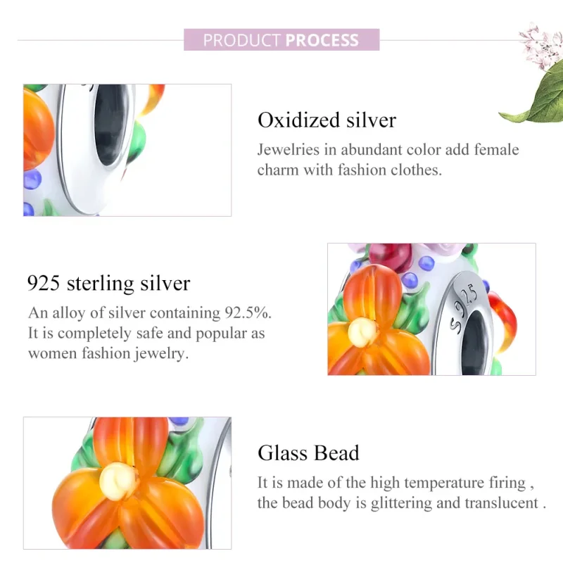 (imagine pentru) Pandora Style Inimă Separatoare Argintie cu Flori Colorate - SCC1720 - Vizualizare 7
