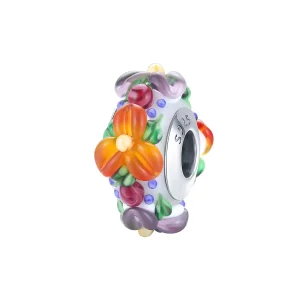 (imagine pentru) Pandora Style Inimă Separatoare Argintie cu Flori Colorate - SCC1720