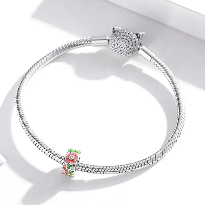 (imagine pentru) Pandora Style Inimă Separatoare Argintie cu Flori Colorate - SCC1727 - Vizualizare 3