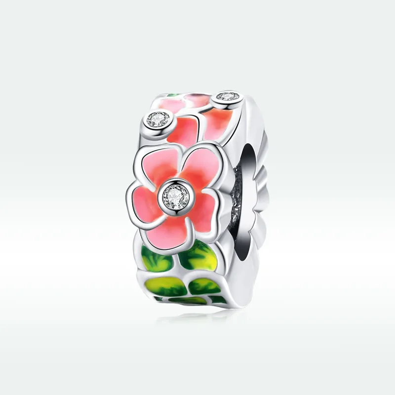 (imagine pentru) Pandora Style Inimă Separatoare Argintie cu Flori Colorate - SCC1727 - Vizualizare 5