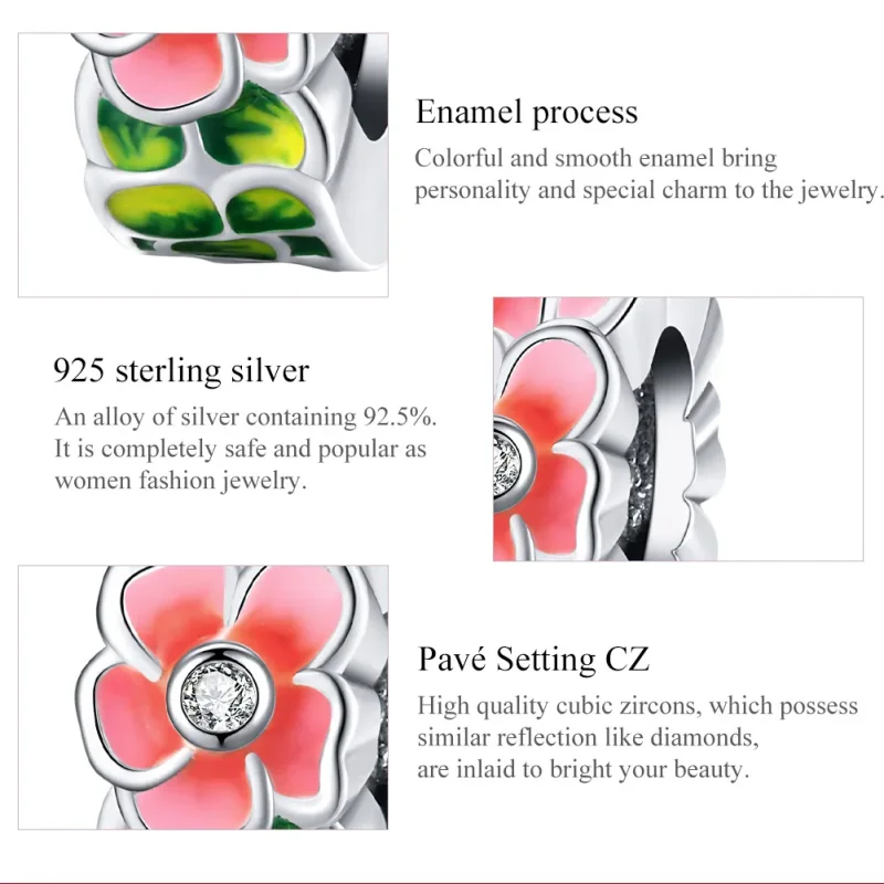 (imagine pentru) Pandora Style Inimă Separatoare Argintie cu Flori Colorate - SCC1727 - Vizualizare 7