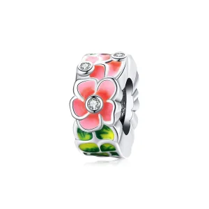 (imagine pentru) Pandora Style Inimă Separatoare Argintie cu Flori Colorate - SCC1727