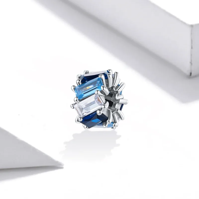 (imagine pentru) Pandora Style Charm de Separare Pătrat Argintiu Albastru - SCC1806 - Vizualizare 2