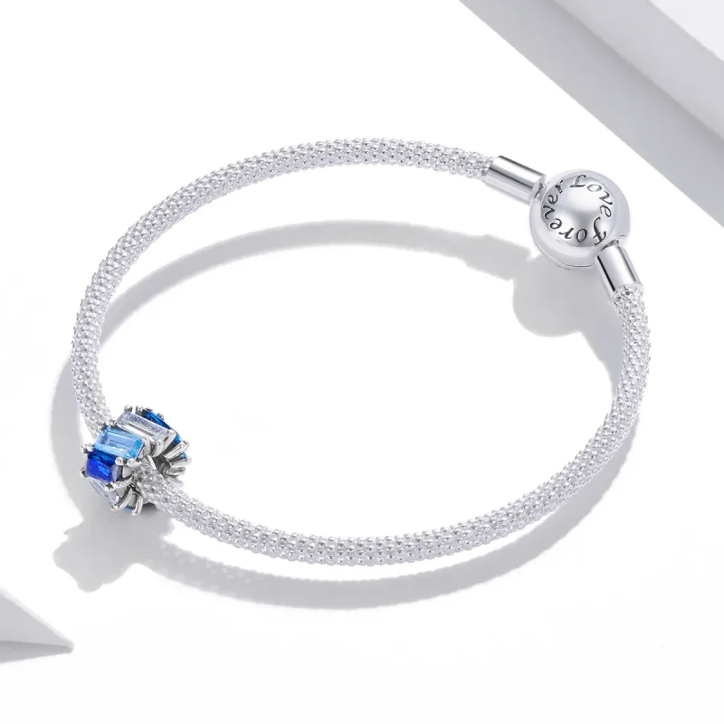 (imagine pentru) Pandora Style Charm de Separare Pătrat Argintiu Albastru - SCC1806 - Vizualizare 3