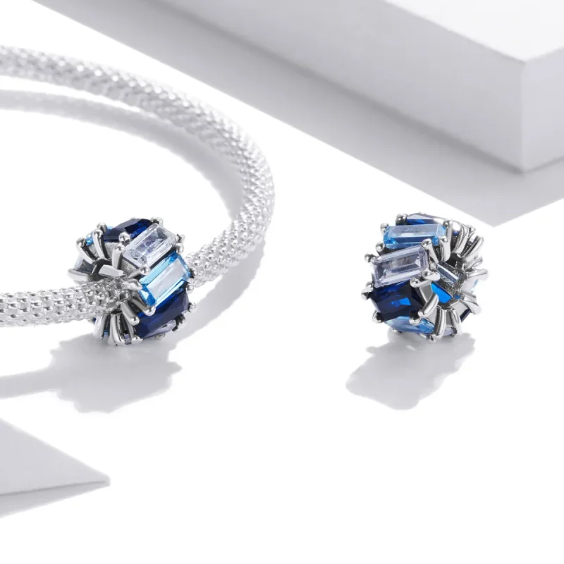 (imagine pentru) Pandora Style Charm de Separare Pătrat Argintiu Albastru - SCC1806 - Vizualizare 4