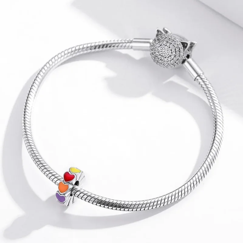 (imagine pentru) Pandora Style Inimioară spacer din argint cu inima colorată - SCC1838 - Vizualizare 3
