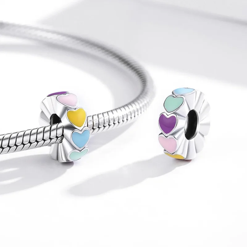 (imagine pentru) Pandora Style Inimioară spacer din argint cu inima colorată - SCC1838 - Vizualizare 4