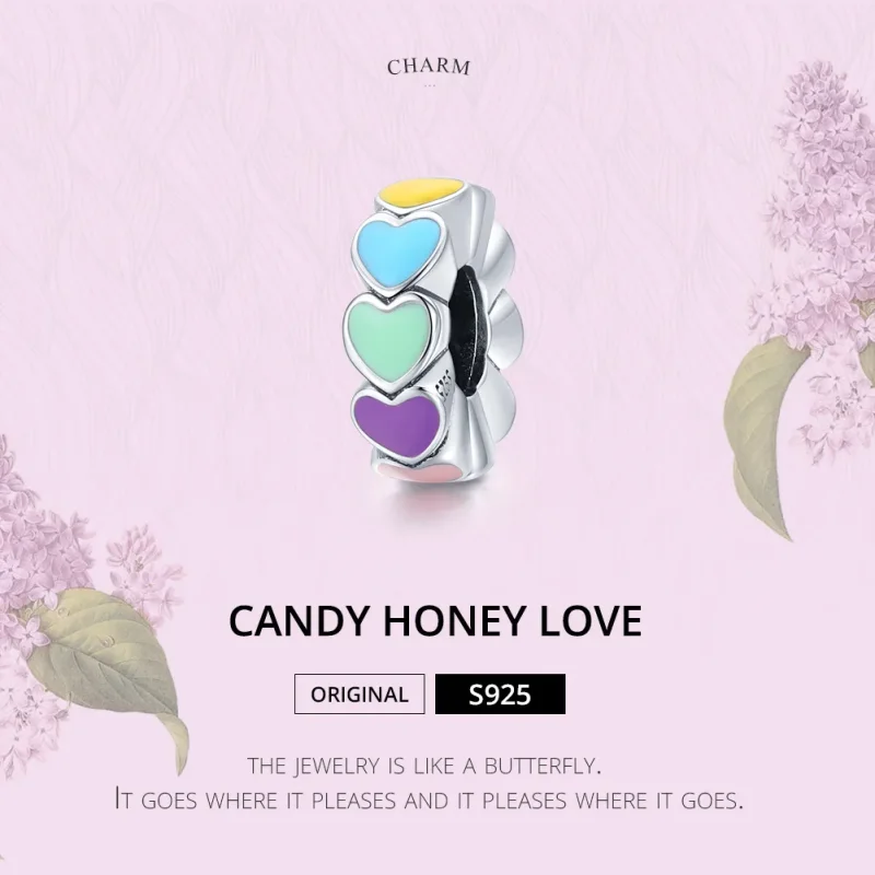 (imagine pentru) Pandora Style Inimioară spacer din argint cu inima colorată - SCC1838 - Vizualizare 6