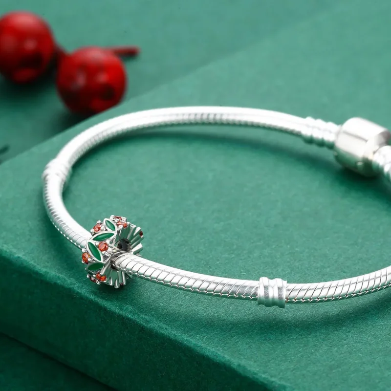 (imagine pentru) Pandora Style Charm de Argint cu Frunze de Brad de Crăciun Spacer - SCC317 - Vizualizare 4
