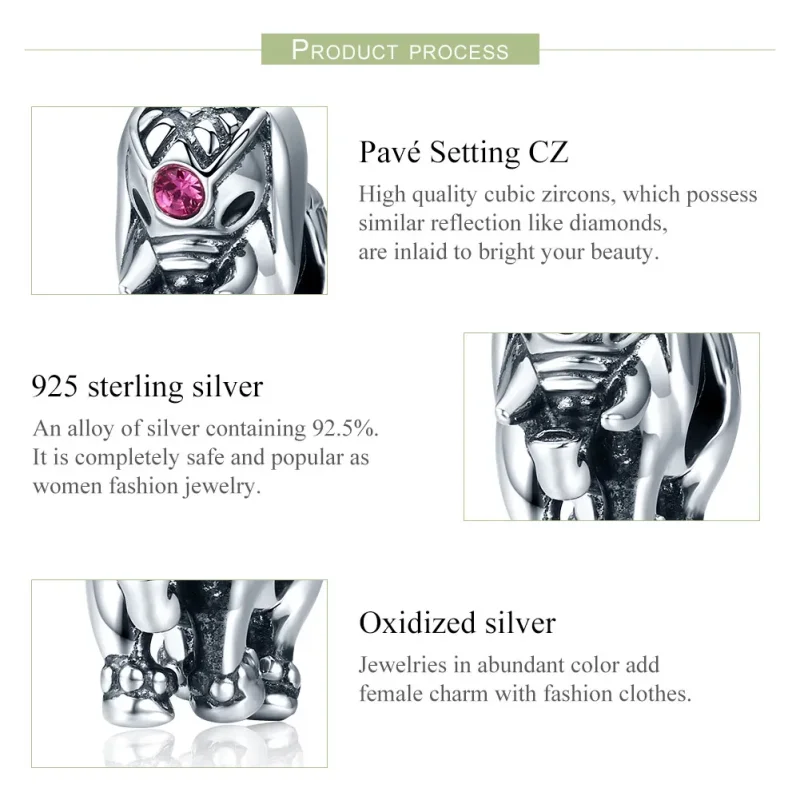 (imagine pentru) Pandora Style Charm Spacer de Argint cu un Pui de Elefant Drăguț - SCC321 - Vizualizare 6