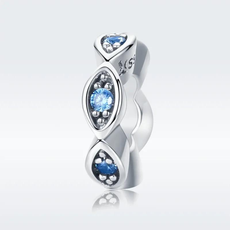 (imagine pentru) Pandora Style Inel Argintiu Charm Spacer cu Ochi Strălucitori - SCC513 - Vizualizare 2