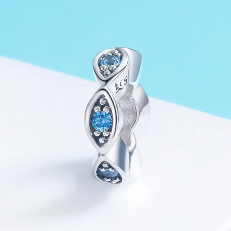 (imagine pentru) Pandora Style Inel Argintiu Charm Spacer cu Ochi Strălucitori - SCC513 - Vizualizare 3