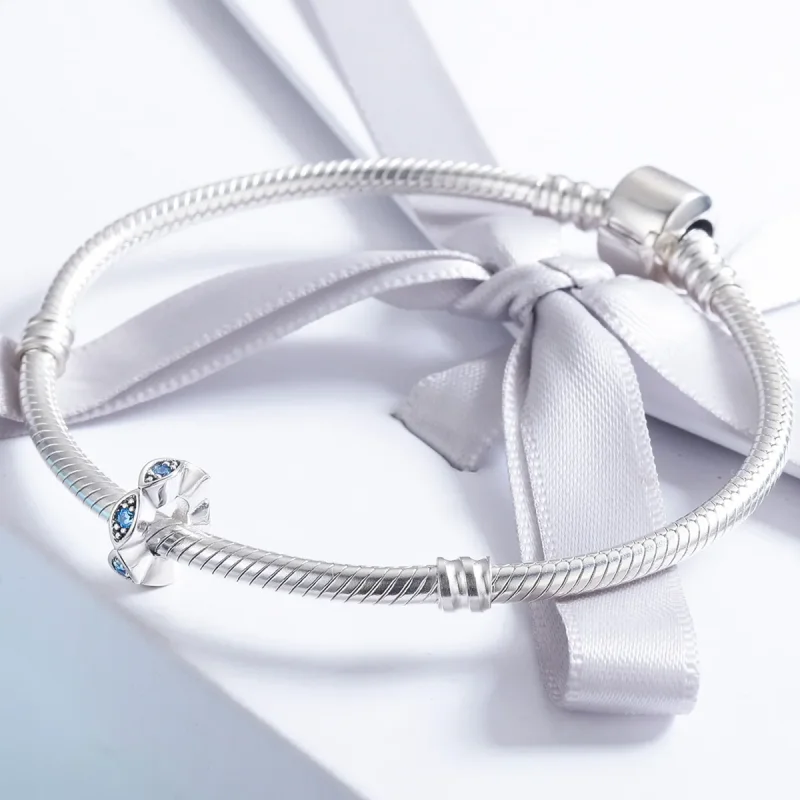 (imagine pentru) Pandora Style Inel Argintiu Charm Spacer cu Ochi Strălucitori - SCC513 - Vizualizare 4