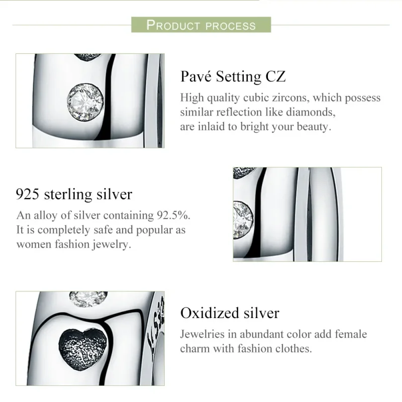 (imagine pentru) Pandora Style Inimioare și Vârfuri Norocoase de Argint Charm Separator - SCC593 - Vizualizare 7