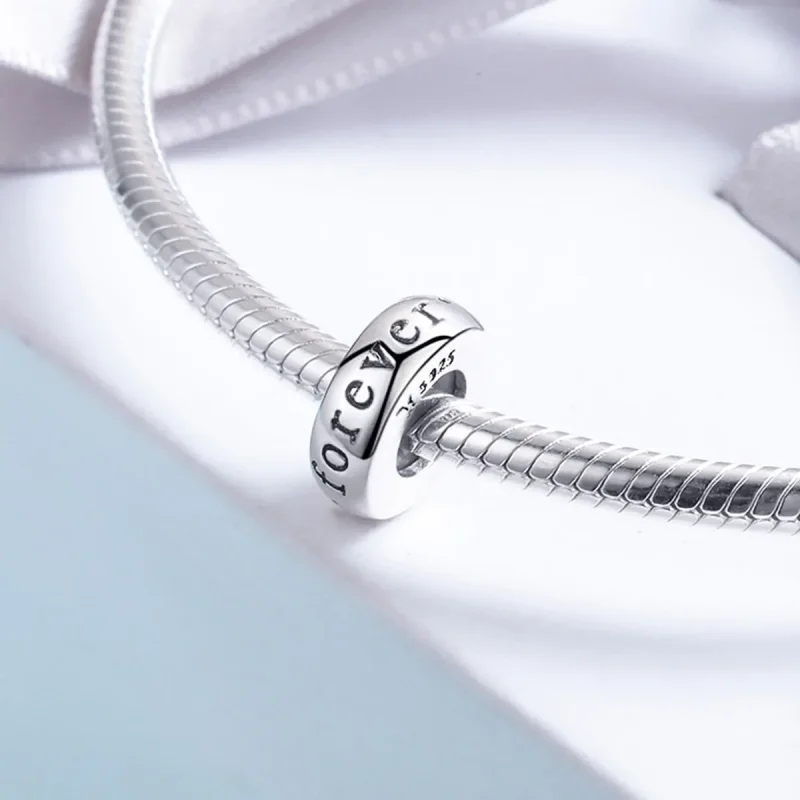 (imagine pentru) Pandora Style Argint Charm Spacer Te iubesc pentru totdeauna - SCC595 - Vizualizare 4